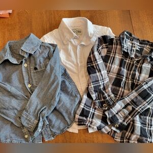 Toddler boy 3t button down long sleeved shirt bundle of 3